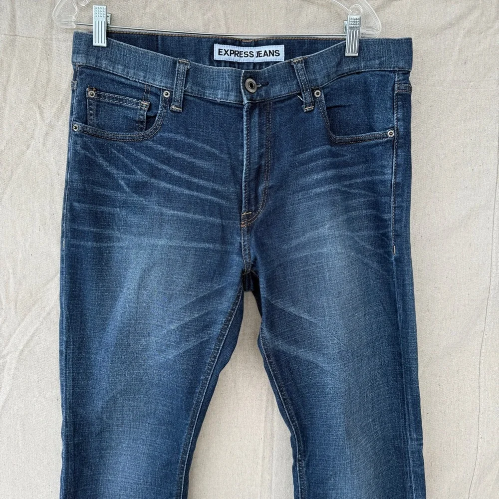 Express Men's Slim Fit Rocco Slim Leg Dark Wash Denim Jeans Size 34x32